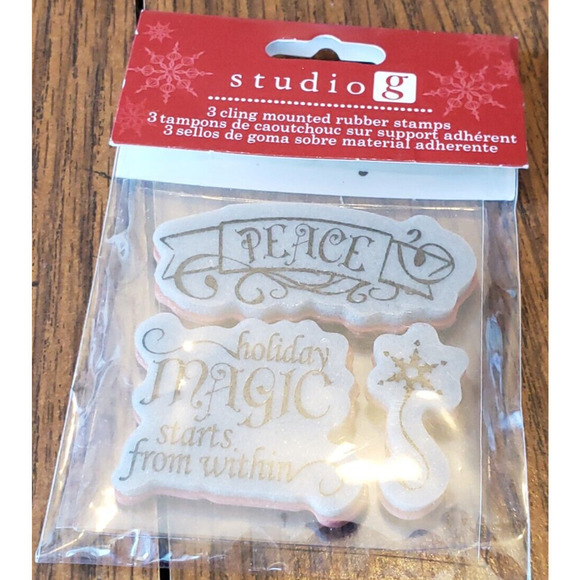 Studio G Holiday Christmas Theme 3 Pack Cling Mounted Rubber Stamps - Picture 4 of 5